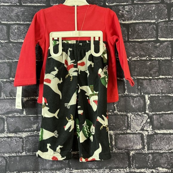 Carter’s Just One You 12 Month T-Rex Antlers Red Black Pajama Set Dino - Picture 9 of 11